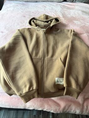 Comfort Zip-Up Hoodie in brown with Front Pockets.  Affirmation collection.